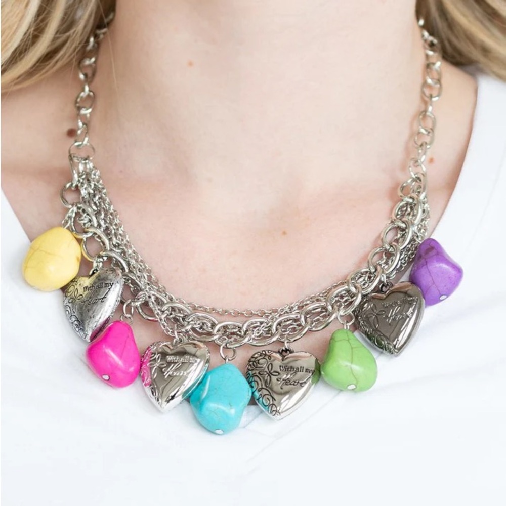 Colorful Heart Charm Necklace